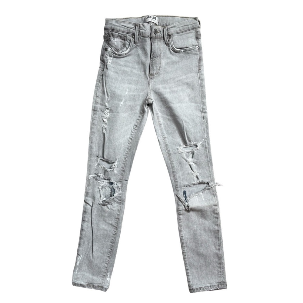 Agolde Grey Distressed Wash Sophie High-Rise Crop Skinny  Size 24